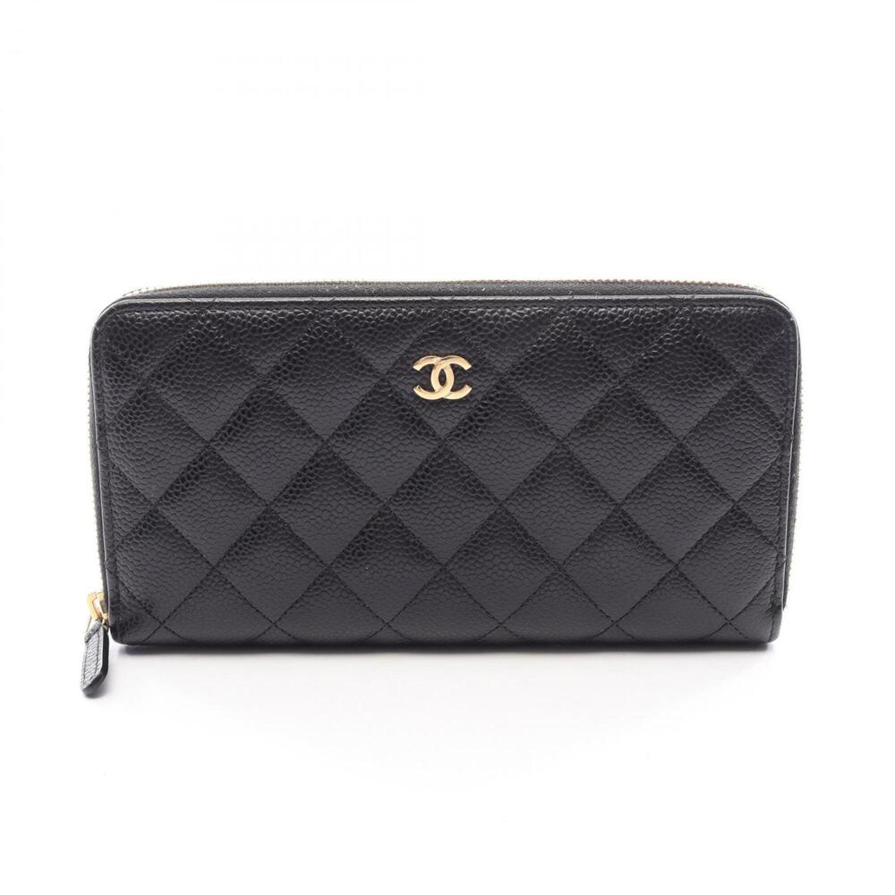 Chanel Matelassé Round Long Wallet, Caviar Leather (Grained Calfskin), Women'...